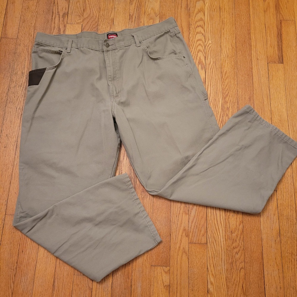 Wrangler 42x30 Workwear Pants Tan Canvas Utility Carpenter‎ RIGGS Construction